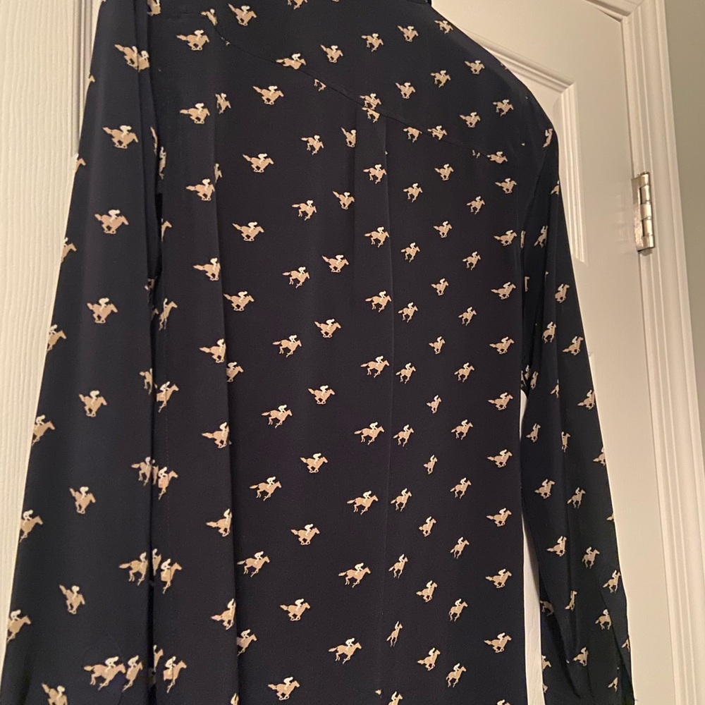 C Wonder Silk Navy Equestrian Button Down Shirt Xsmall - Picture 9 of 9